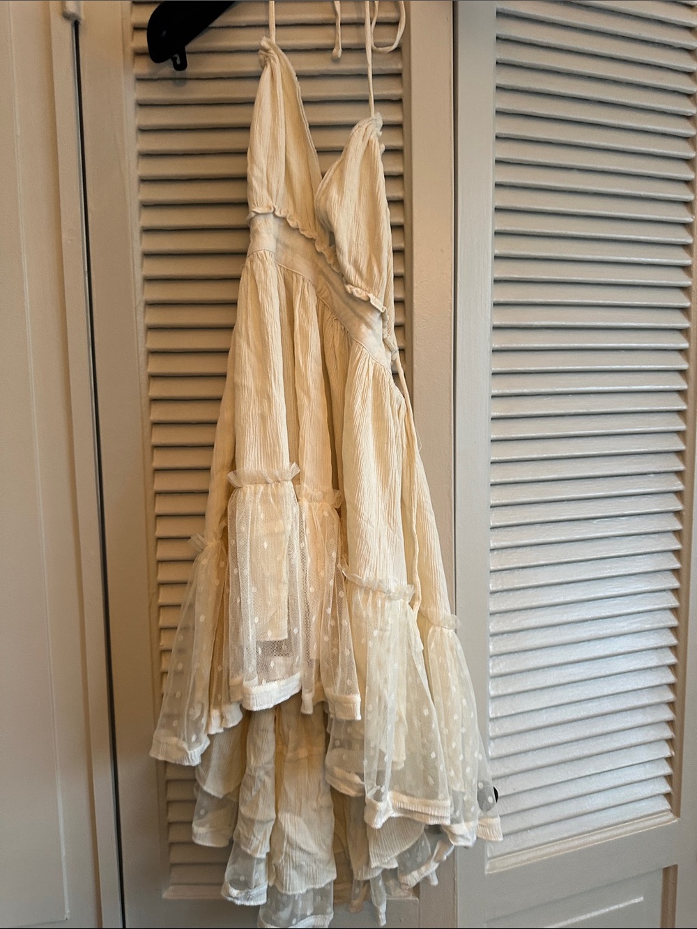 Women Cream Layered Tulle Dress